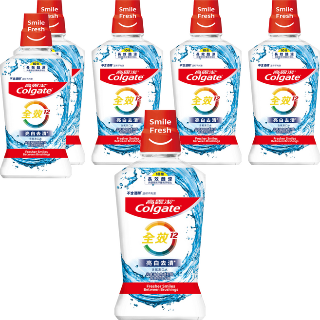 Colgate 高露潔 全效亮白去漬漱口水, 500ml, 6瓶