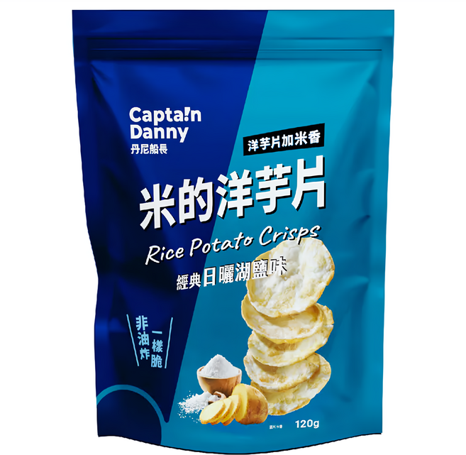 Captain Danny 丹尼船長 米的洋芋片 經典日曬湖鹽味 120g/1包, 120g, 1包