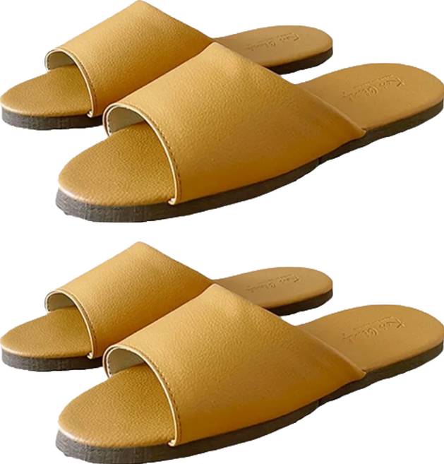 TAIWAN SLIPPER 台灣犀利趴 純色 皮質室內拖鞋, 晨光橘, 2雙