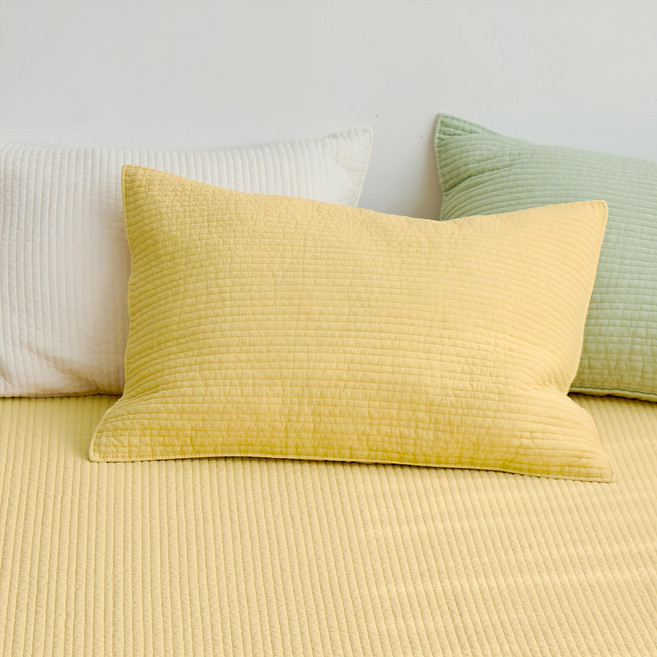 Prielle 棉花糖顏料染純棉枕套 奶油黃 50 x 70 cm 1入