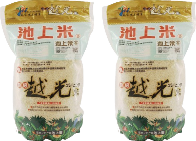 池上多力米 池上頂級越光米, 1.5公斤, 2包, 一等米