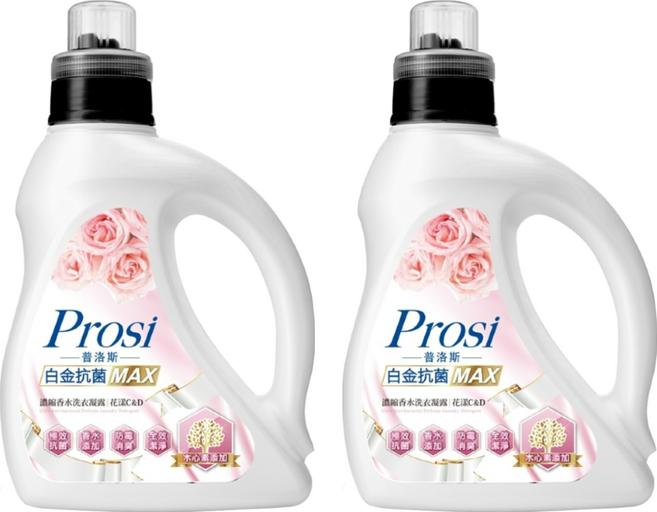 Prosi 普洛斯 白金抗菌MAX濃縮香水洗衣凝露 花漾C&D 酵素配方 全效潔淨 散發牡丹香氣 高溶解度 易沖洗不殘留, 1.6L, 2瓶