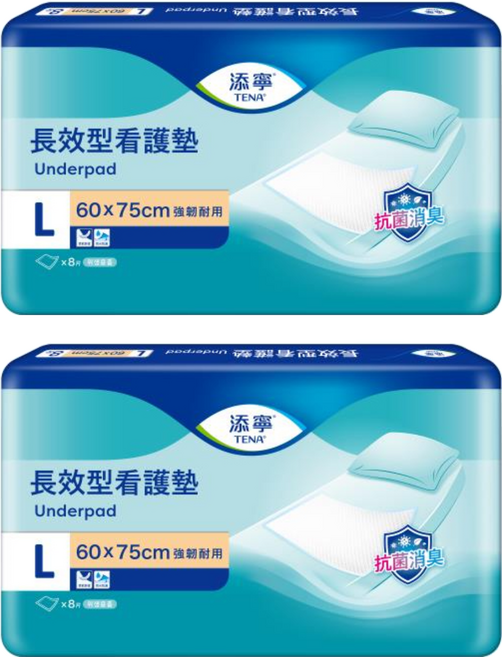 TENA 添寧 韓國原裝進口 長效型看護墊, L(60 x 75cm), 8片, 2包