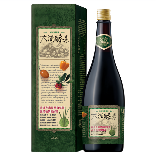 大漢酵素 青汁冬蟲夏草菌絲體蔬果植物醱酵液, 720ml, 1瓶