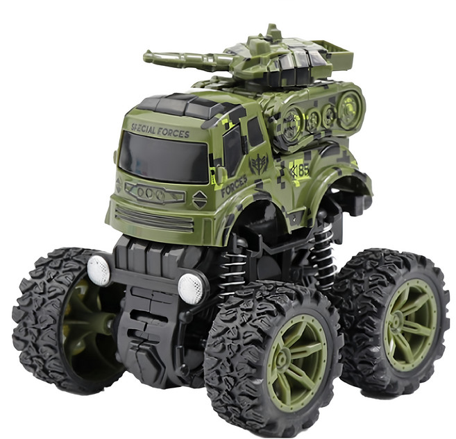 慣性四驅車 C.軍事車系列, 坦克車 綠色 + 黑色, 1個