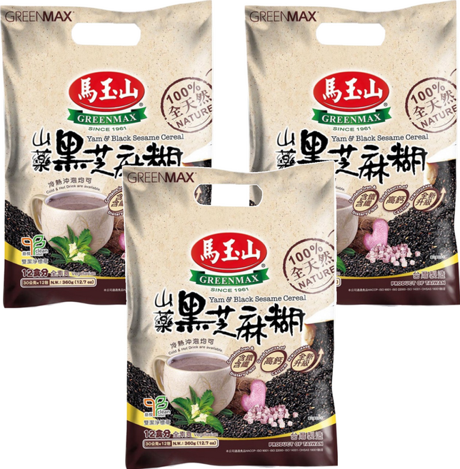 馬玉山 山藥黑芝麻糊, 30g, 12包, 3袋
