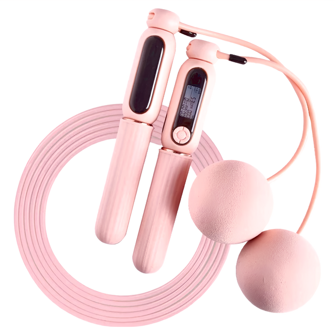 AD-ROCKET 充電智能磁控計數跳繩 無繩+有繩, 粉紅色, 1條