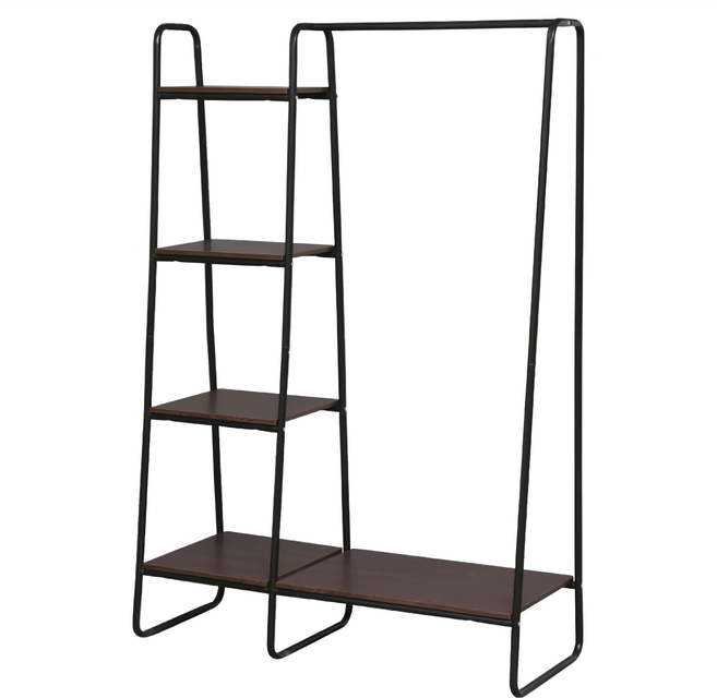 IRIS OHYAMA 愛麗思歐雅瑪 獨特木板風格分層收納吊掛衣架 PI-B3, 黑色