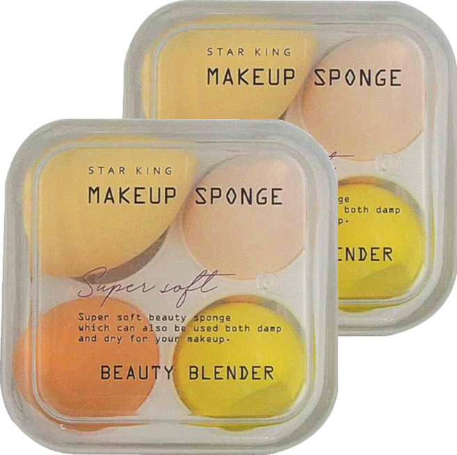 STAR KING 星之冠 美妝蛋 4入組 超柔軟 乾濕兩用, 橘色系, 2組