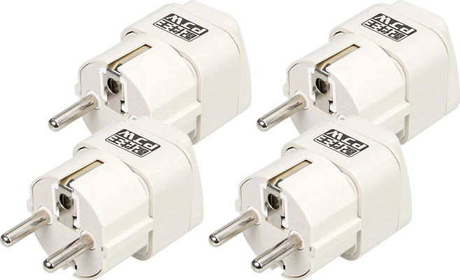 配件王 PJW 萬國轉換插座 MA-302T AC250V/10A 適用於德國、法國、印尼、韓國、越南, 4個, 白色, 6.5cm