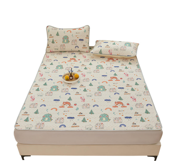 寢室安居 冰絲涼感乳膠涼蓆墊, 森友會 米白色, 涼墊 + 枕套 2個