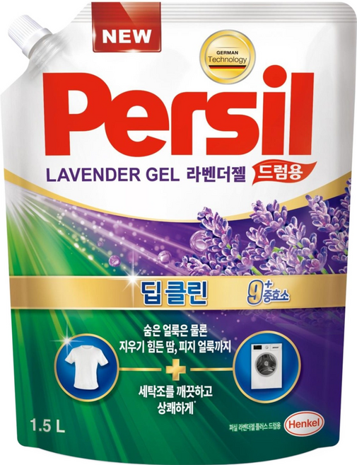 Persil 寶瀅 韓國原裝進口 強效淨垢 薰衣草護色凝露 滾筒洗衣機用補充包, 1.5L, 1入, 1袋