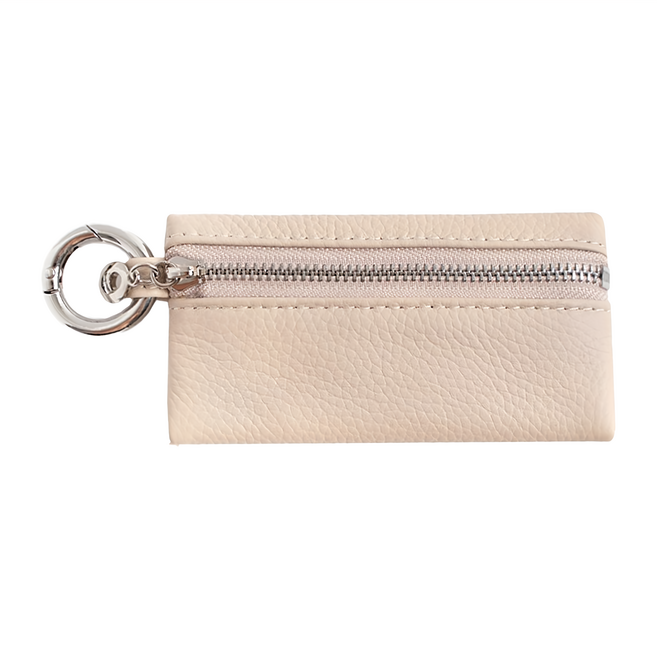 真皮頭層牛皮掛勾鑰匙包 KB156 18.4 x 11 x 0.7cm, 象牙白, 1個