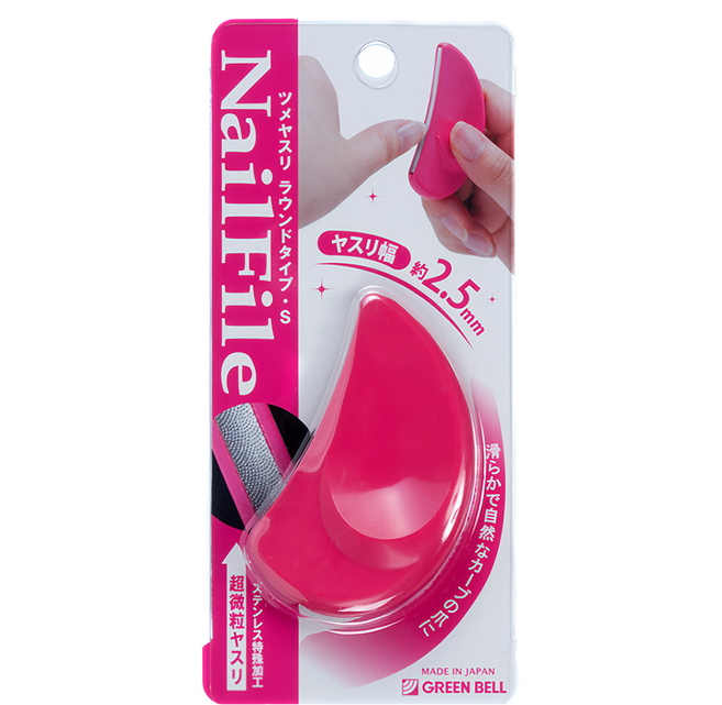 GREEN BELL 綠鐘 PSG弧形指甲銼刀 日本製造 凹凸點狀處理 防水耐用, 1個