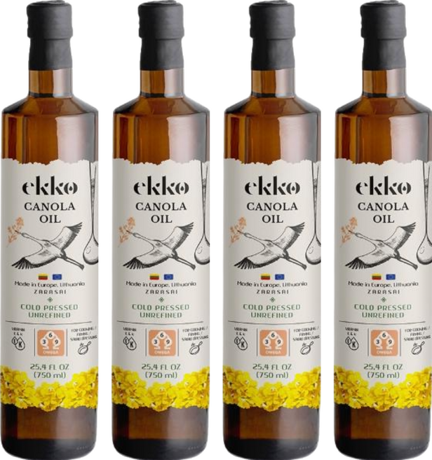 ekko 有機冷壓初榨芥花油, 750ml, 4瓶