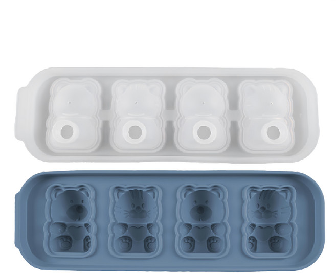 SiliPot 鉑金矽膠熊熊製冰盒, 莫蘭迪藍, 1組