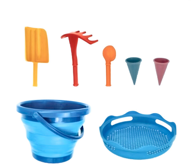 COMPACTOYS 無毒七合一摺疊玩沙工具, 藍色, 1組