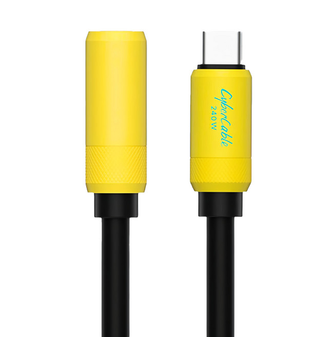 HAGiBiS 海備思 USB4 Type-C 傳輸公對母延長線 賽博黃 1M 240W快充, 1條