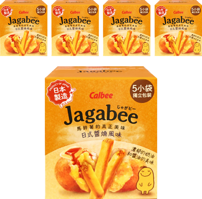 Calbee 卡樂比 Jagabee 日本加卡比薯條 日式醬燒風味 5包, 75g, 5盒