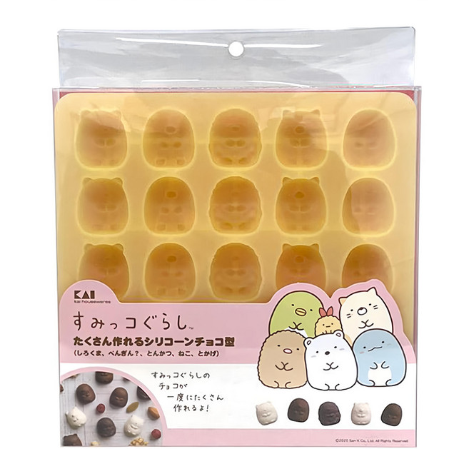 KAI 貝印 角落生物矽膠巧克力模25取(黃) dn-0504, 角落生物, 1個