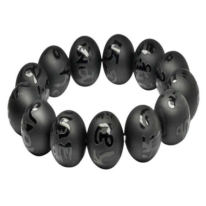 馥瑰馨盛 避邪六字真言黑瑪瑙手鍊 14g