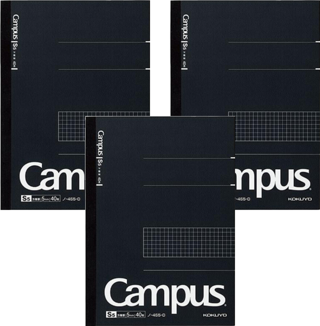 KOKUYO 國譽 Campus 方格筆記本 B5 252 x 179 mm, 黑色, 3本