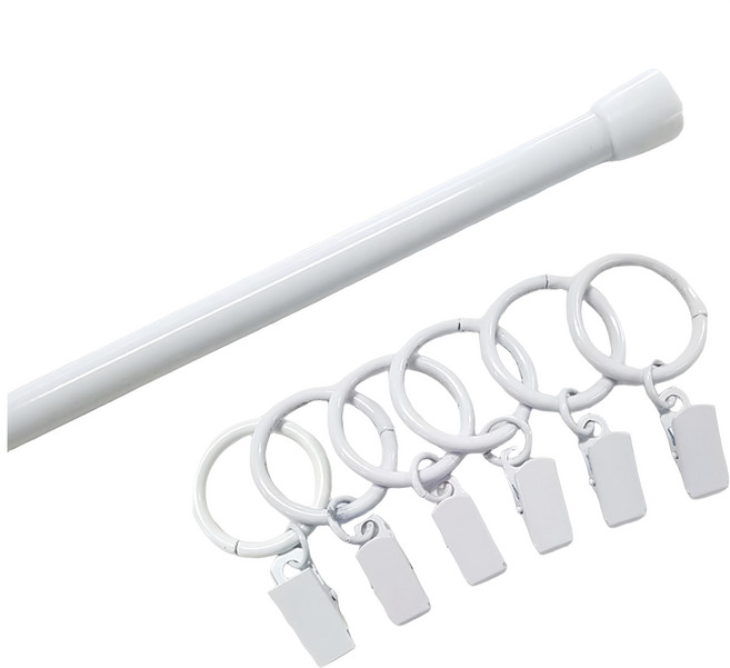 SANGSANG HOO 伸縮桿+吊環夾6入套組, 白色