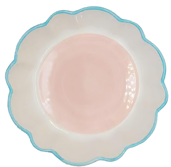 WORTH IT 渥思 韓系鬱金香陶瓷碗 直徑18 x 5.5cm, 陶瓷碗, 粉色 + 白色, 1個