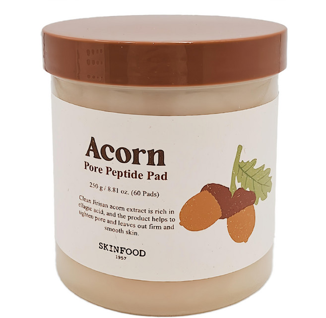 skinfood 橡實毛孔緊緻棉片, 60片, 1罐