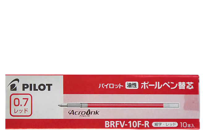 PILOT 百樂 輕油筆芯0.7 BRFV-10F, 紅色, 10支
