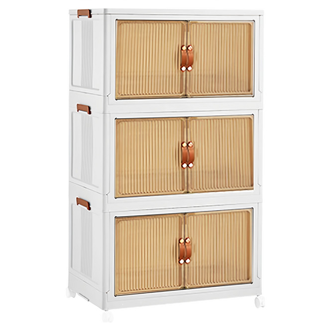 FAmILyLIFE 生活 隨意配 3層折疊雙開收納櫃, 米白色, 1組