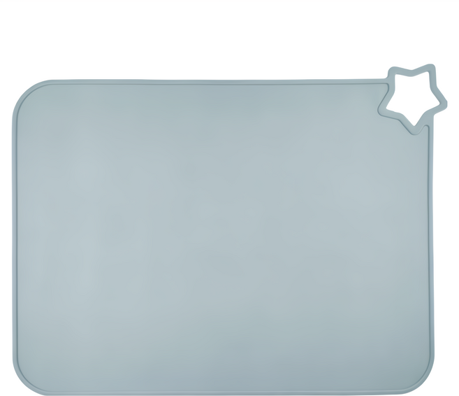 E.B.MADE 日本食品級 耐冷耐熱 隨身攜帶 可折疊收納 星星白金矽膠餐墊, 40 x 30cm, 莫藍色, 1個