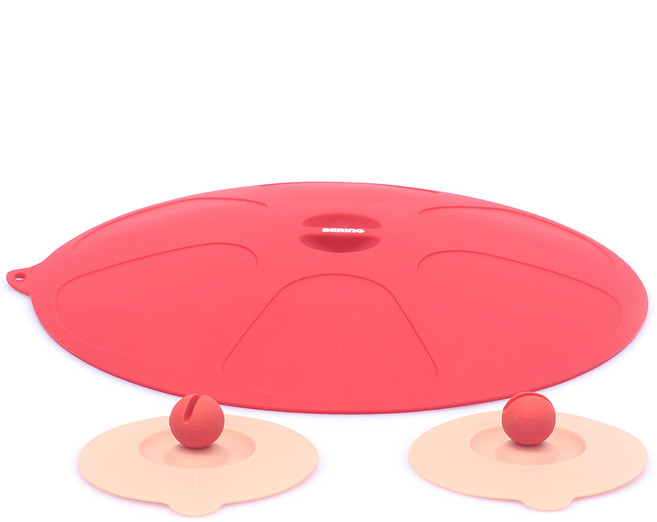 BERiNG 矽膠兩用鍋蓋 30cm + 杯蓋 10cm 2入, Red, 1組