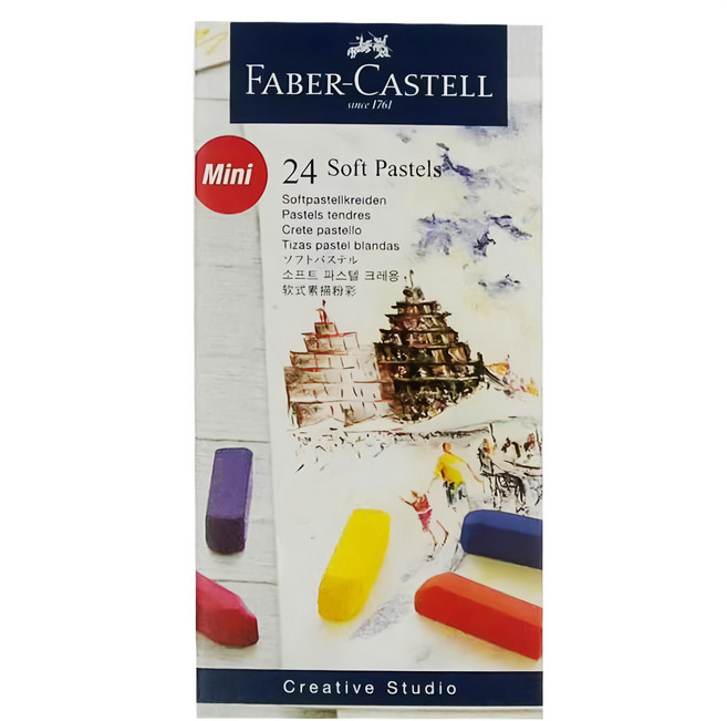 FABER-CASTELL 輝柏 創意工坊 軟性粉彩條 短型, 24色, 1盒