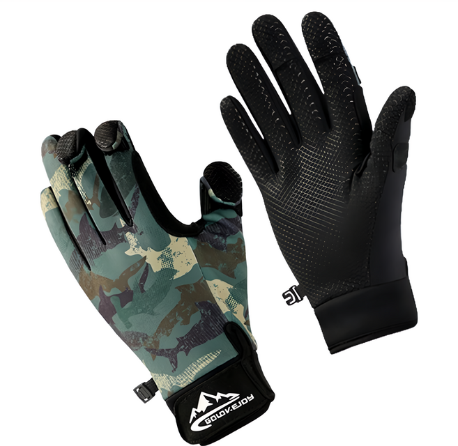GOLOV.EJOy 冬季戶外釣魚手套 M, 綠色, 1雙