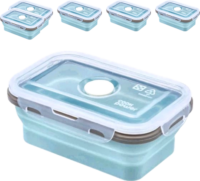 cook power 鍋寶 可微波矽膠摺疊保鮮盒 BVF-7501 19 x 12.5 x 7cm 185g, 1個容器 + 1個蓋子, 6組