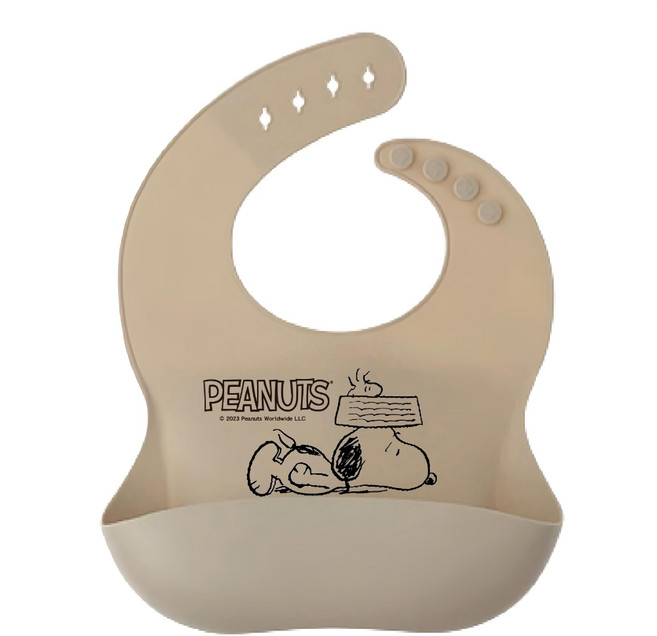 PEANUTS 史努比 史努比矽膠圍兜 SP-227, 奶茶色, 1件, 1件