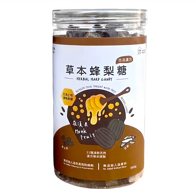 Love Nature Simple Life 依琦匠子 草本蜂梨糖 羅漢果口味, 500g, 1罐