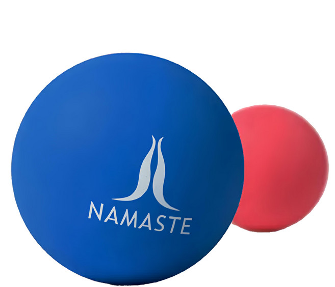 台灣 NAMASTE Aste 筋膜球 附筋膜球收納袋 直徑6.3cm 190g 2個, 藍色 + 紅色, 1組