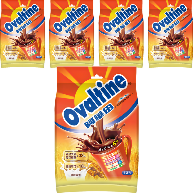 Ovaltine 阿華田 營養巧克力麥芽飲品, 20g, 13包, 5袋