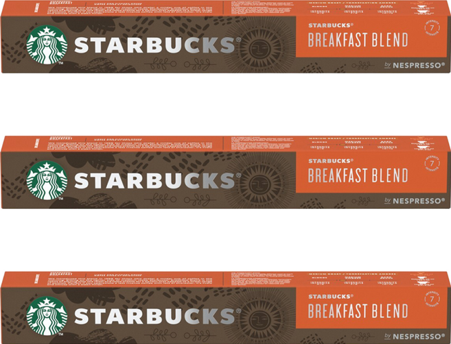 STARBUCKS 星巴克 早餐綜合咖啡膠囊 Nespresso 咖啡機專用, 5.6g, 10顆, 3盒