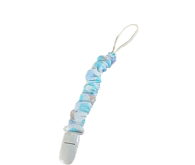 HiBOU 喜福 印花布香草奶嘴夾 - 日本限量布花 親膚性佳 日本專利夾扣 單手可輕鬆開啟, 海藍藍刺蝟, 1個, 0歲以上