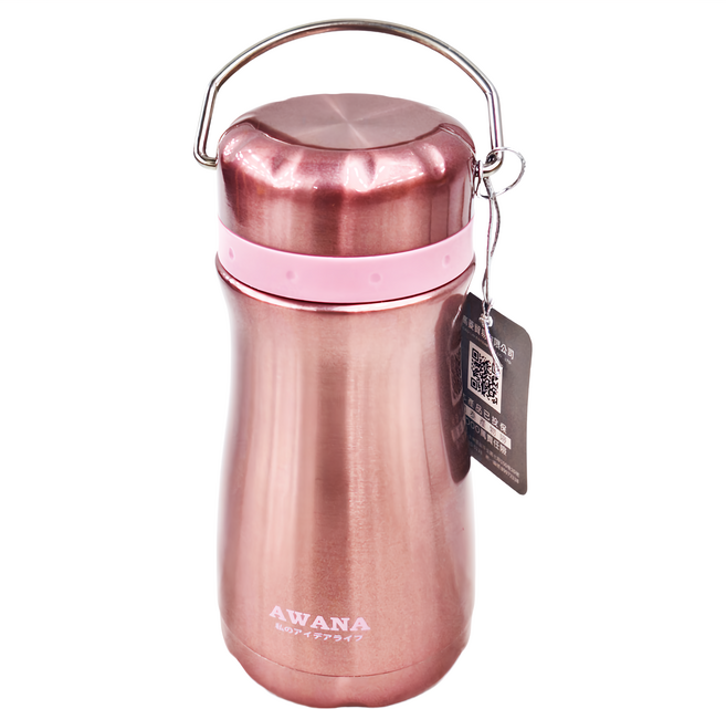 AWANA 曲線手提運動瓶 附濾網 CU-350 8 x 8 x 17cm, 粉紅色, 350ml, 1個