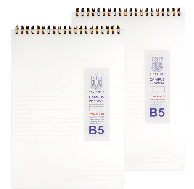 OXFORD 牛奶PP可撕式線圈 B5上翻式橫線筆記本 80張, 混色, 2本