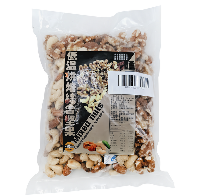 SUNFOOD 太禓食品 低溫烘焙綜合堅果 綜合3種口味, 600g, 1包
