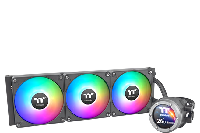 thermaltake 曜越 TH420 V2 Ultra ARGB Sync 主機板連動 2.1吋液晶冷頭, CL-W386-PL14SW-A, 黑色, 1個