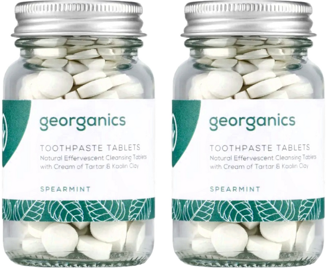 georganics Vegan 礦物牙膏錠 留蘭香薄荷120顆, 137g, 2罐