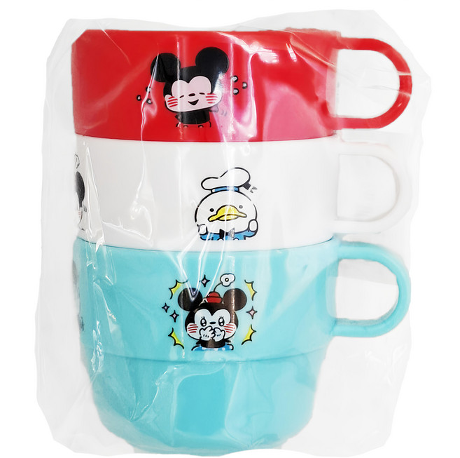 skater 可疊式馬克杯3件組, Q萌米奇 紅 + 白 + 藍色, 220ml, 1組