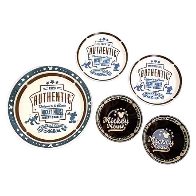 Sango 三鄉陶器 迪士尼布魯克林風餐具5件組 大(直徑210 x 43mm) + 小(直徑145 x 24mm) 2個 + 碗 直徑115 x 45mm 2個, 1組, 迪士尼布魯克林風