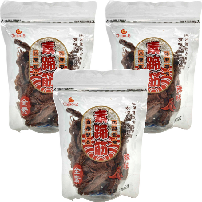Chiao-E 巧益 豆干 豆乾 素蹄筋 辣味 全素, 180g, 3包